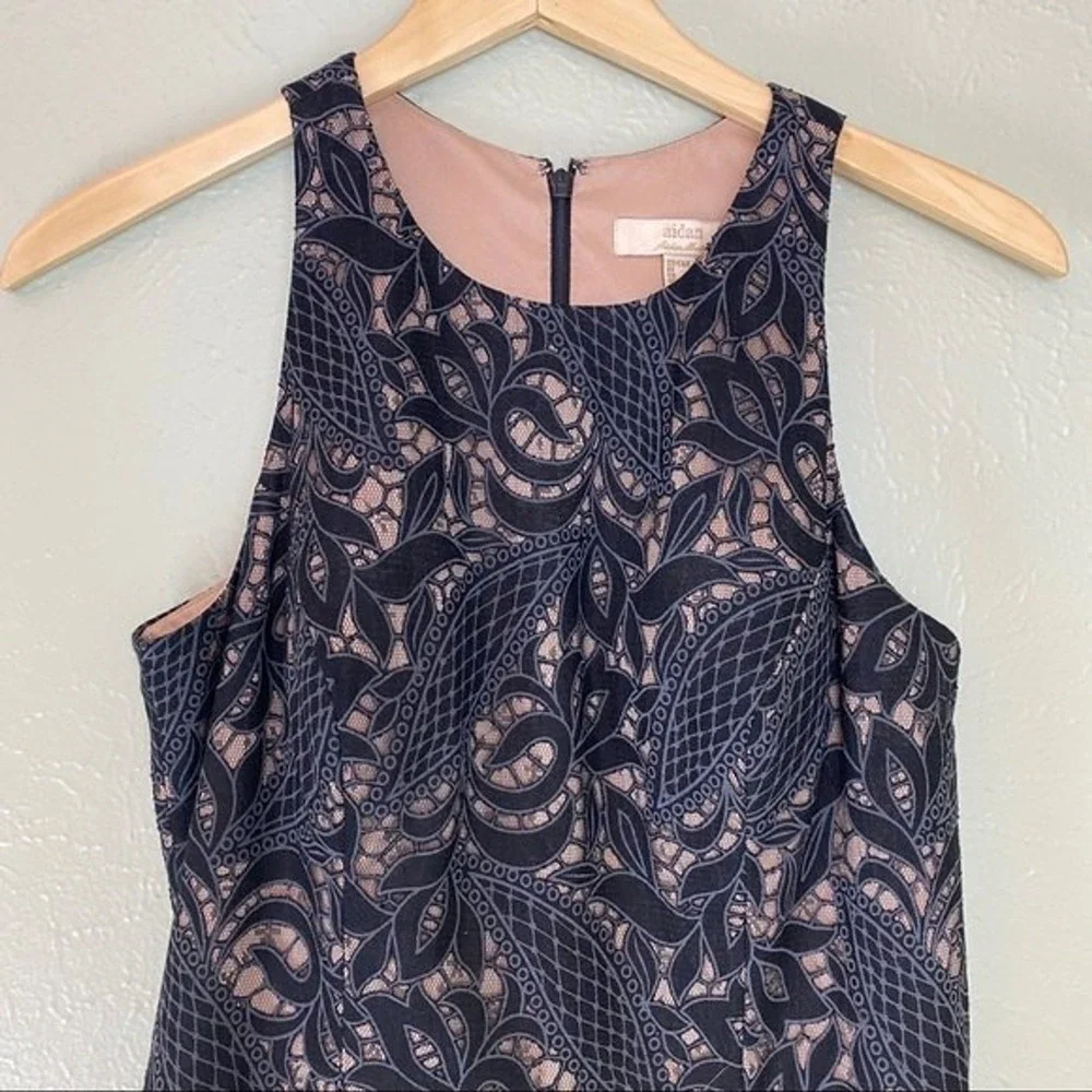 AIDEN MATTOX Black Sheer‎ Lace Dress Mini Party Formal  8 Event Fit Flare Cruise